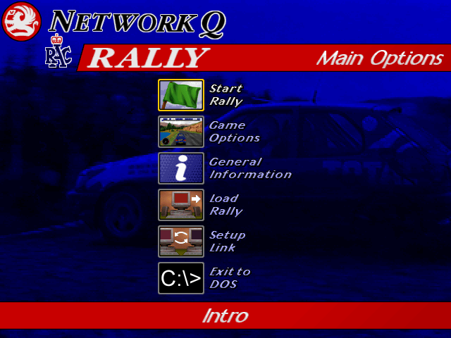 Rally Championship: International Off-Road Racing (DOS) screenshot: Main menu