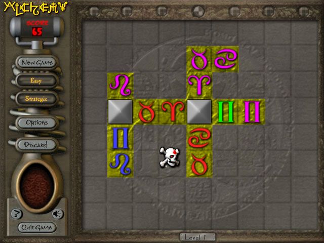 Alchemy Deluxe (Windows) screenshot: Using the skull to get rid of an unwanted symbol!