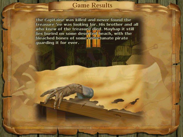 Buccaneer (Windows) screenshot: You lost the game.
