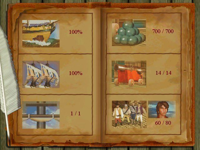 Buccaneer (Windows) screenshot: One of the pages in your journal