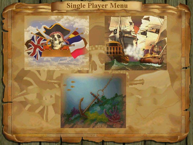 Buccaneer (Windows) screenshot: Single player menu