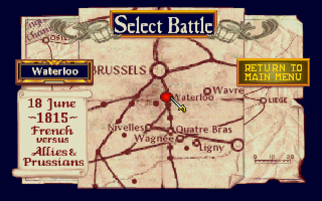 Fields of Glory (DOS) screenshot: Battle selection