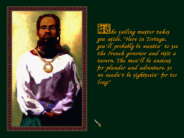 Pirates! Gold (DOS) screenshot: The sailing master.