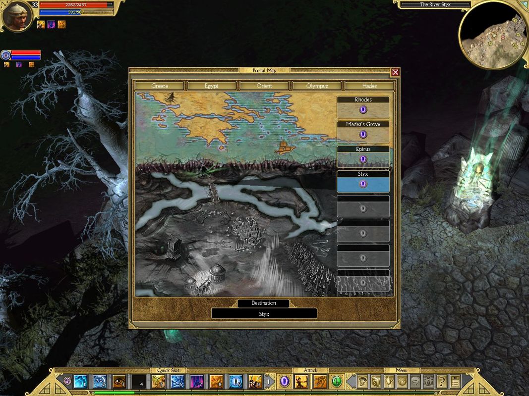 Titan Quest: Immortal Throne (Windows) screenshot: Hades, in map form