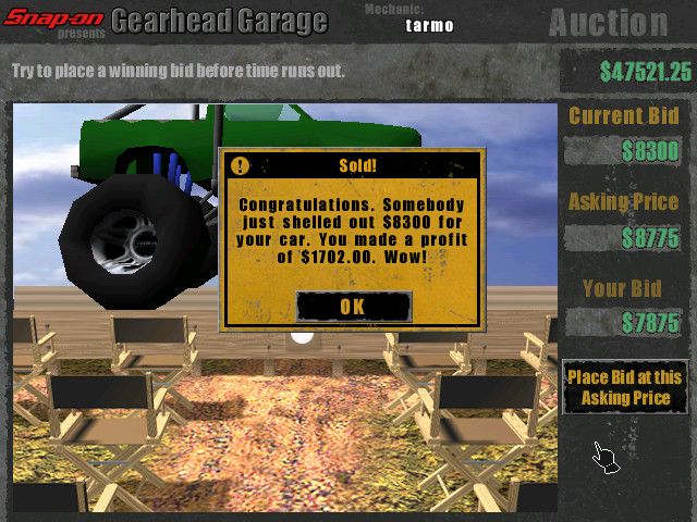 Snap-on presents Gearhead Garage: The Virtual Mechanic (Windows) screenshot: Sold my monster truck.
