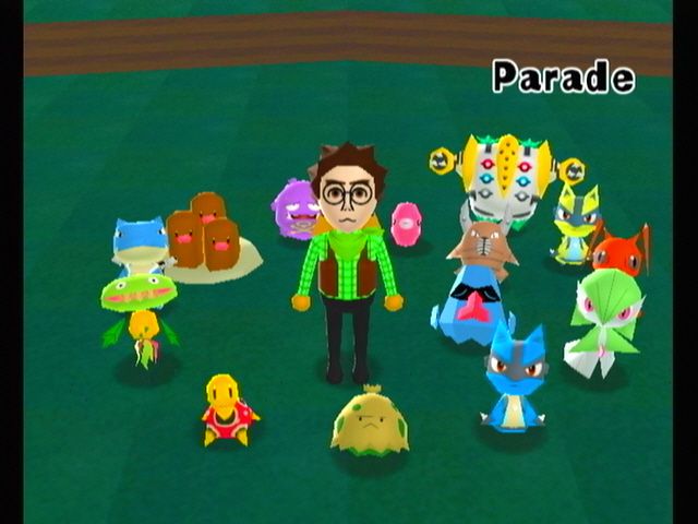 My Pokémon Ranch (Wii) screenshot: Pre-parade overview of all your pocket monsters.