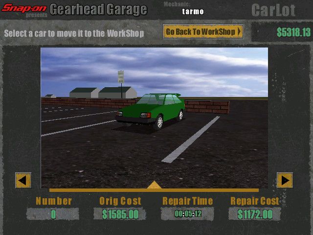 Snap-on presents Gearhead Garage: The Virtual Mechanic (Windows) screenshot: My parking lot