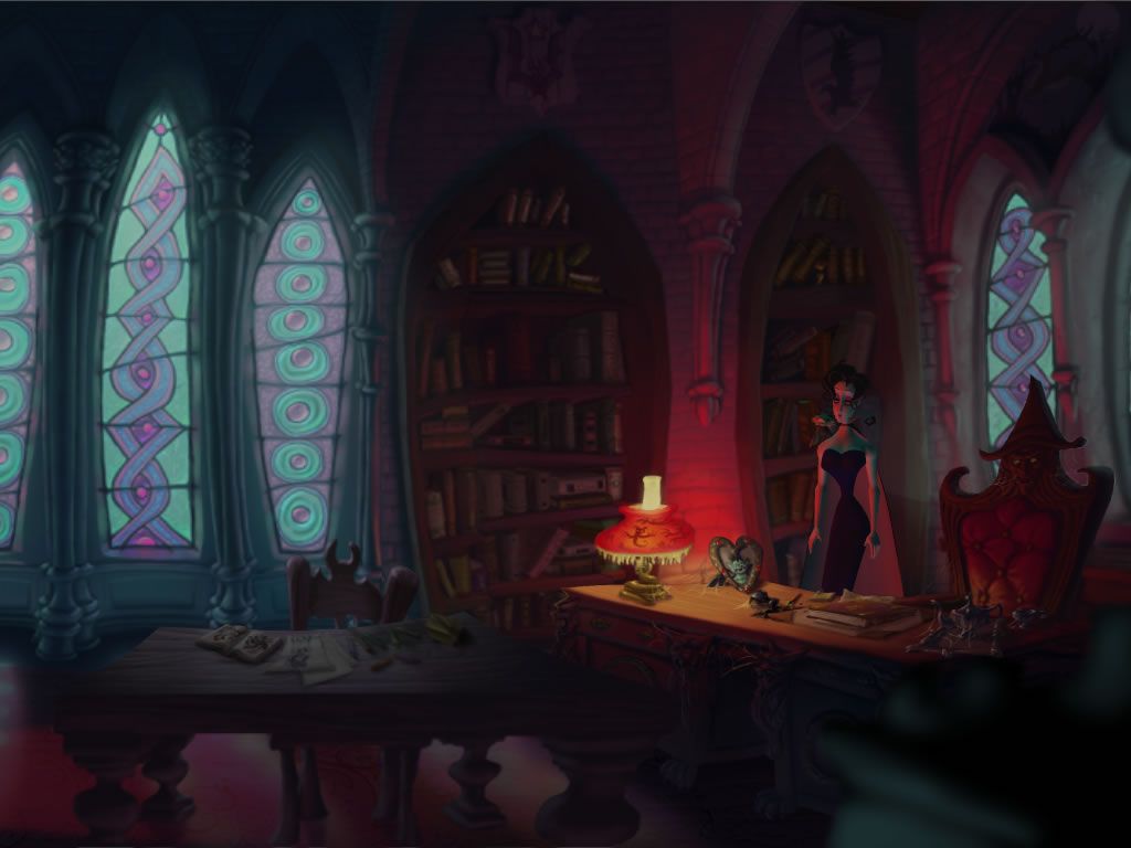 A Vampyre Story (Windows) screenshot: The hidden library