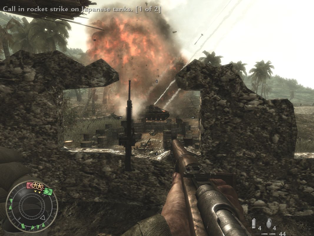 Call of Duty: World at War (Windows) screenshot: Called an airstrike on that tank.