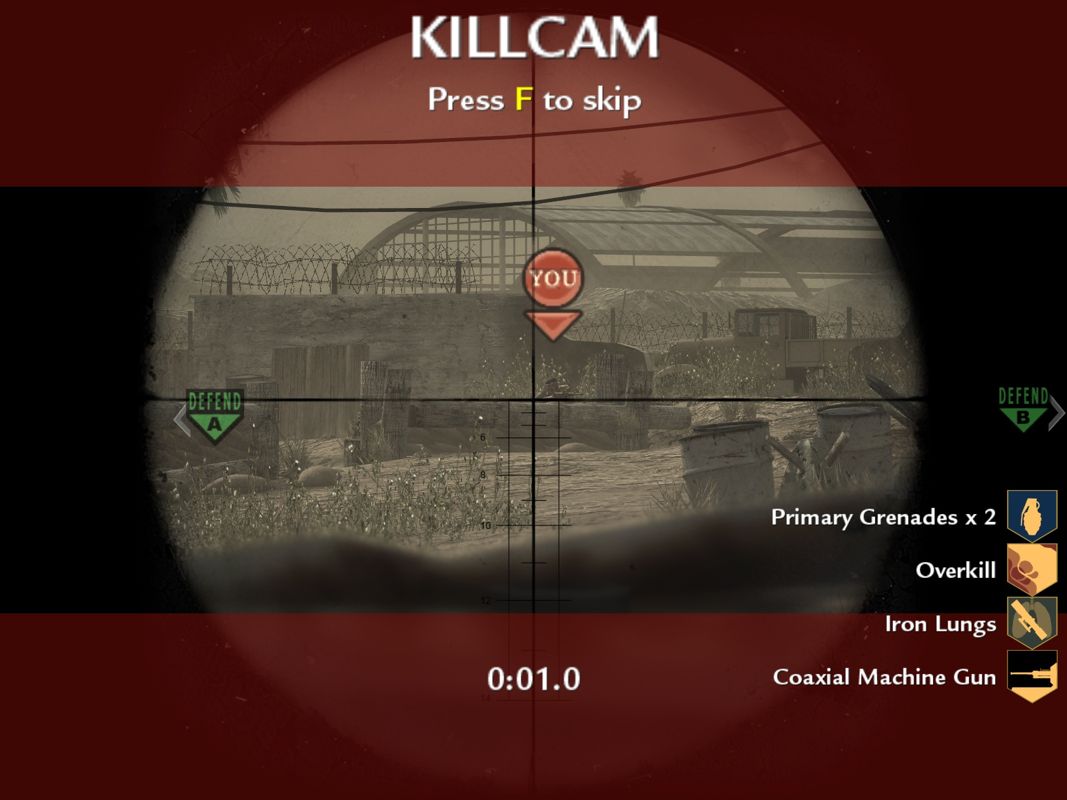 Call of Duty: World at War (Windows) screenshot: The kill cam shows the last five seconds of your life.