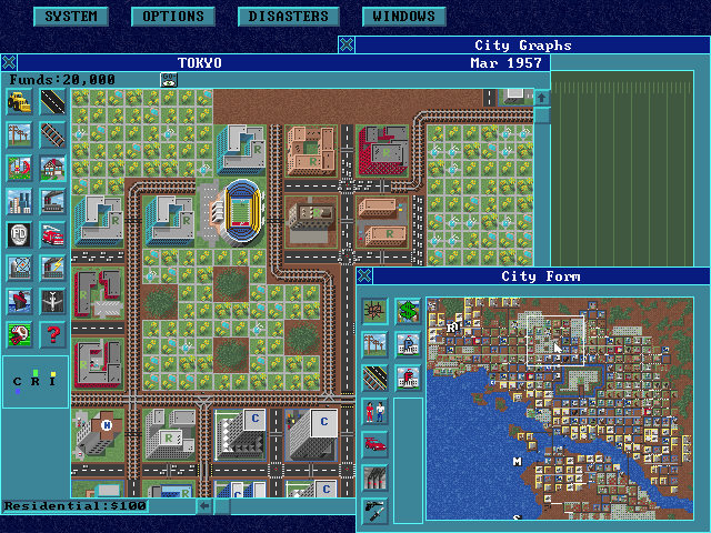 SimCity: Enhanced CD-ROM (DOS) screenshot: Tokyo city view