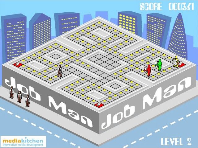 Job Man (Browser) screenshot: Level 2 doesn't differ that much from Level 1. Oh sorry, one enemy more.