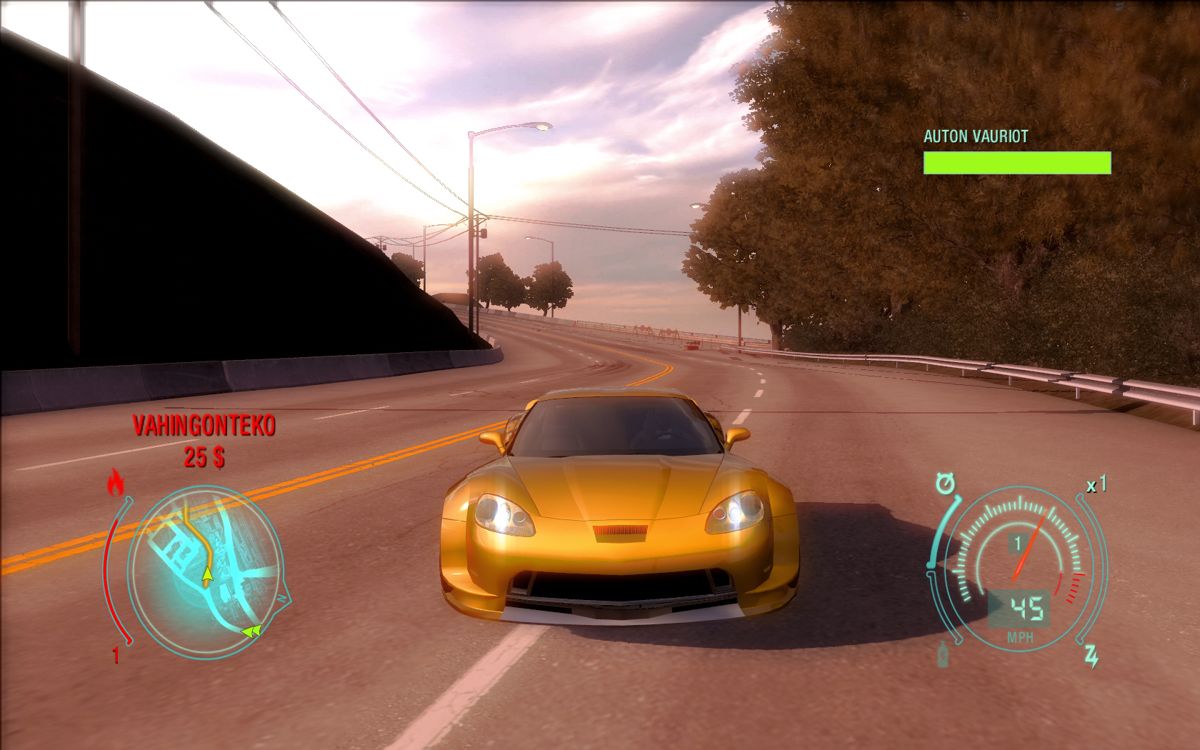 Need for Speed: Undercover (Windows) screenshot: Driving a yellow sport car.