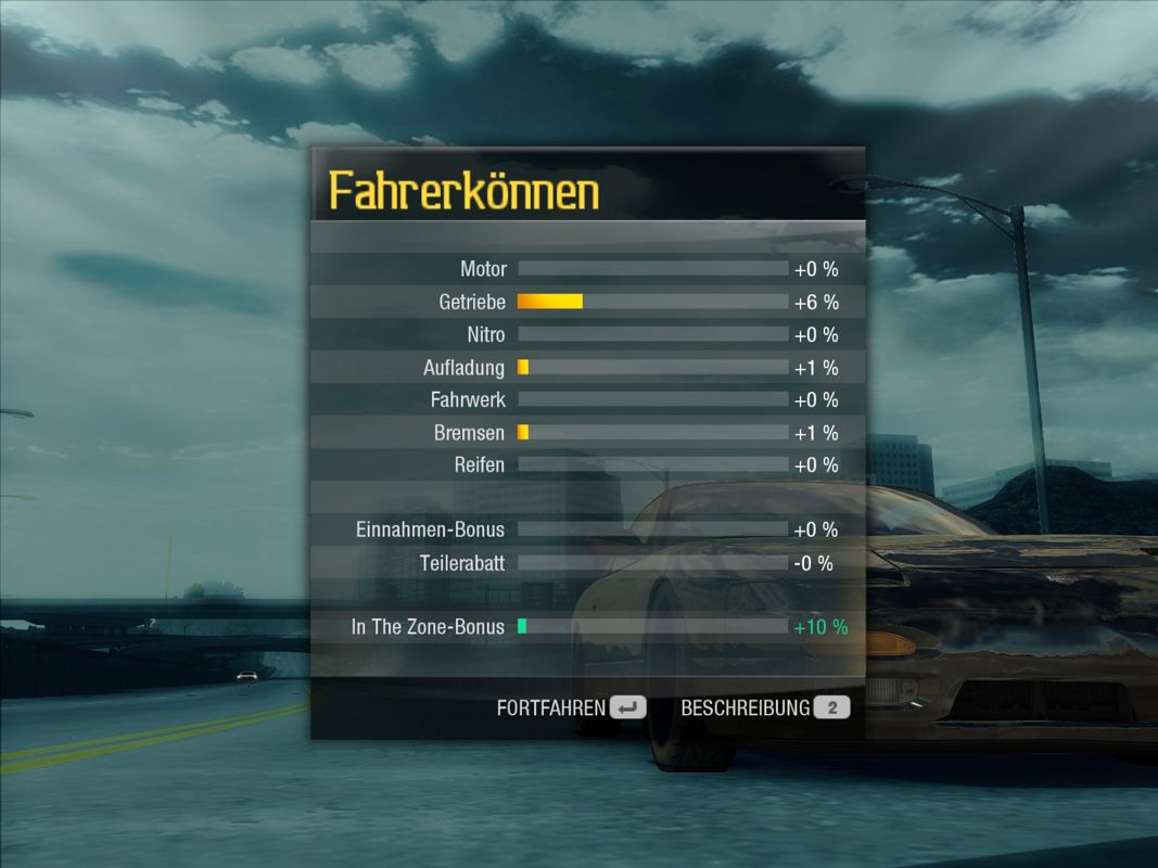 Need for Speed: Undercover (Windows) screenshot: My character's skills