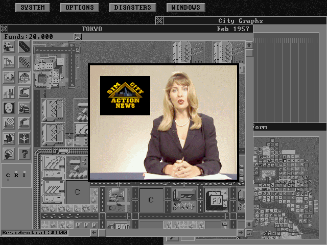 SimCity: Enhanced CD-ROM (DOS) screenshot: Sim City Action News