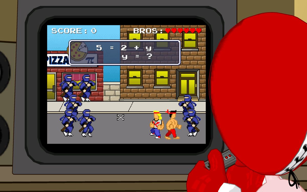 Strong Bad's Cool Game for Attractive People: Episode 2 - Strong Badia the Free (Windows) screenshot: Algebros are fighting ninjas with all their logarithmic might!