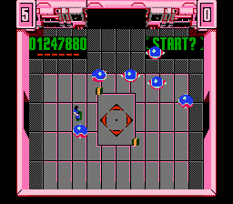 Smash T.V. (NES) screenshot: Deadly orbs