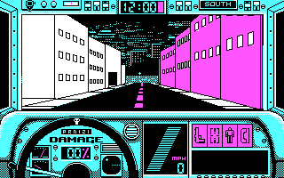 The Punisher (DOS) screenshot: Driving (CGA)
