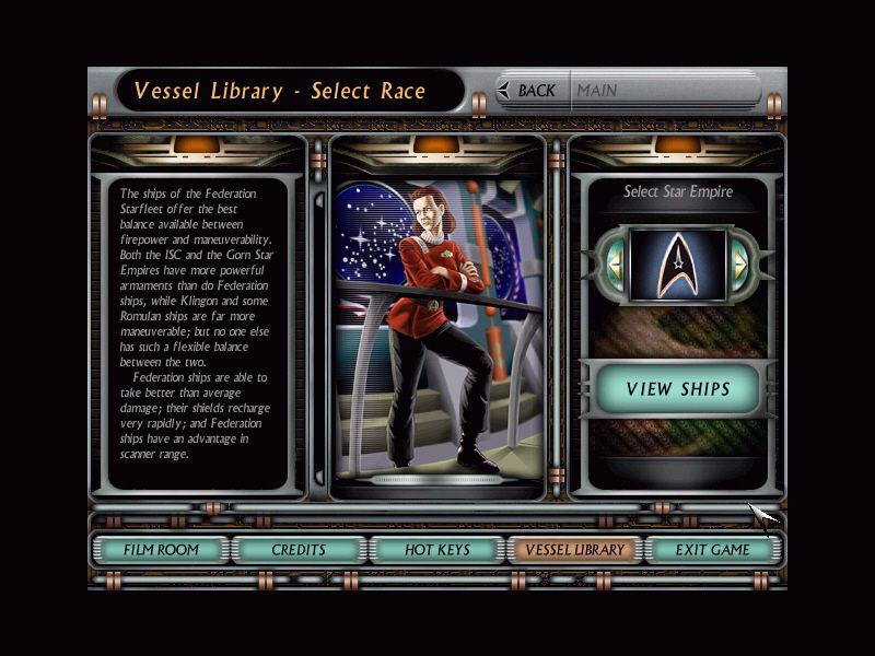 Star Trek: Starfleet Command - Orion Pirates (Windows) screenshot: Vessel library.