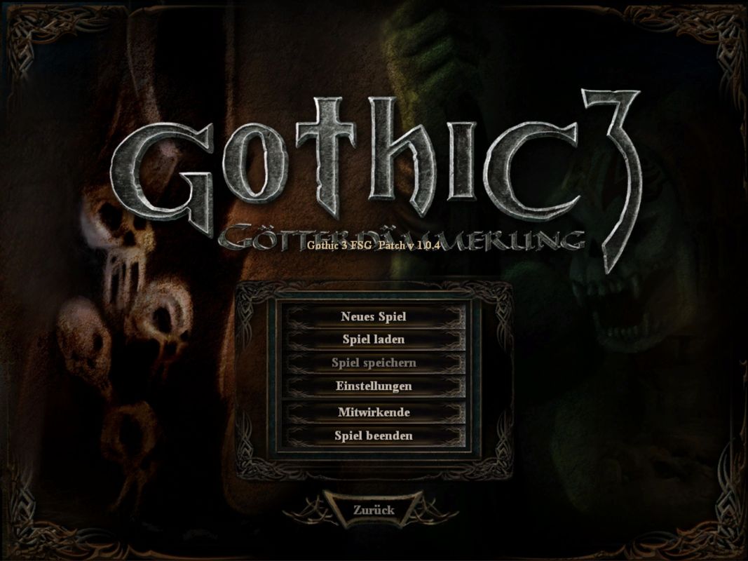 Gothic 3: Forsaken Gods (Windows) screenshot: Main Menu