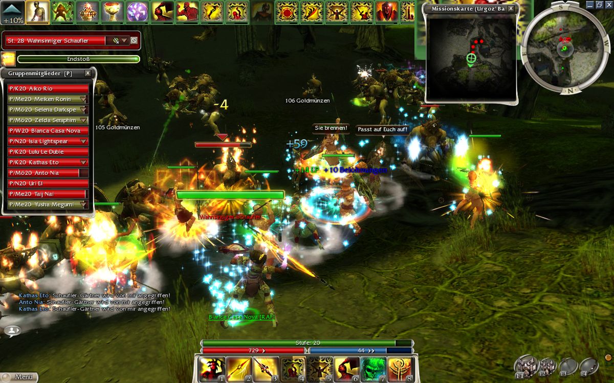 Guild Wars: Factions (Windows) screenshot: The start of Urgoz' Warren - the massive amount of enemies have no chance against us ;)