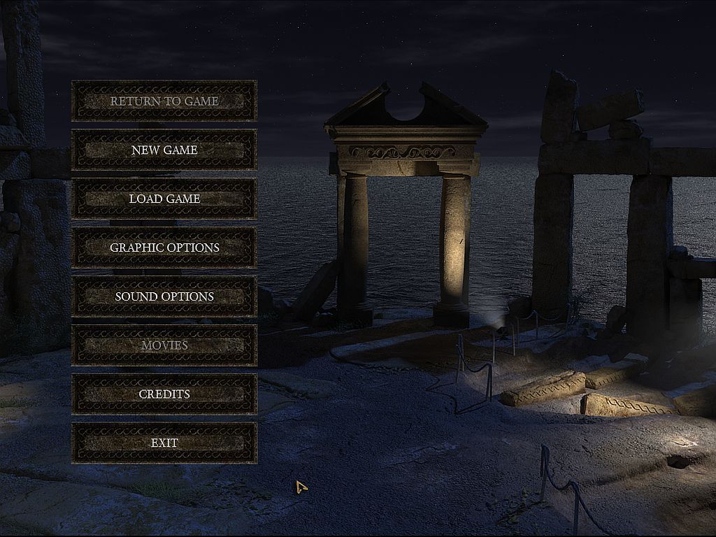 Chronicles of Mystery: The Scorpio Ritual (Windows) screenshot: Main Menu