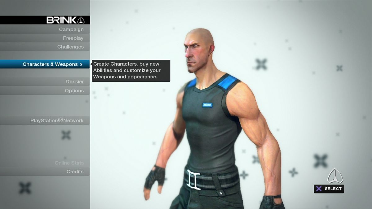 Brink (PlayStation 3) screenshot: Main menu.