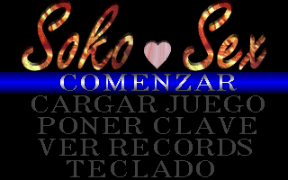Soko-Sex (DOS) screenshot: Title screen and main menu