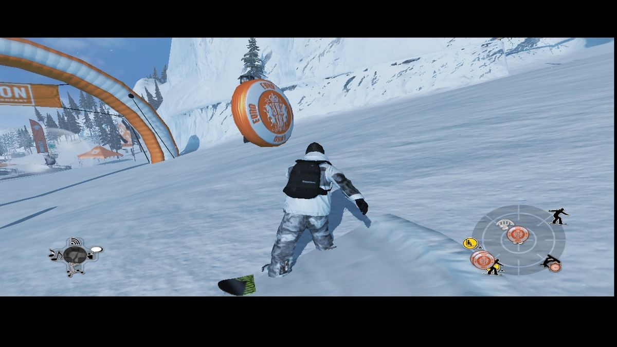 Shaun White Snowboarding (Windows) screenshot: One of the missions: Collect these floating Euro coins.