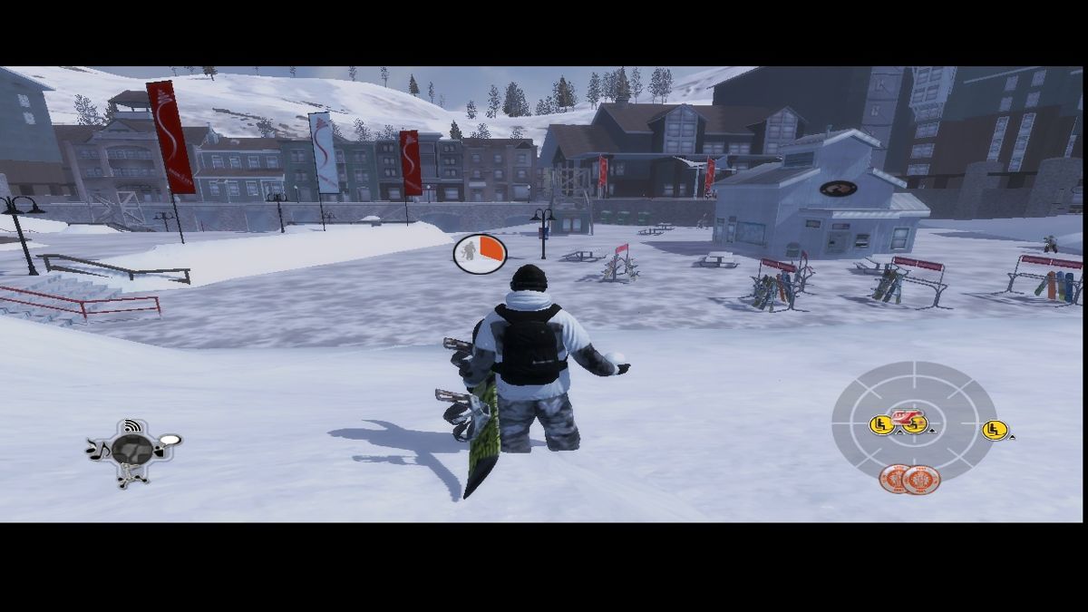 Shaun White Snowboarding (Windows) screenshot: Aiming the snowball.