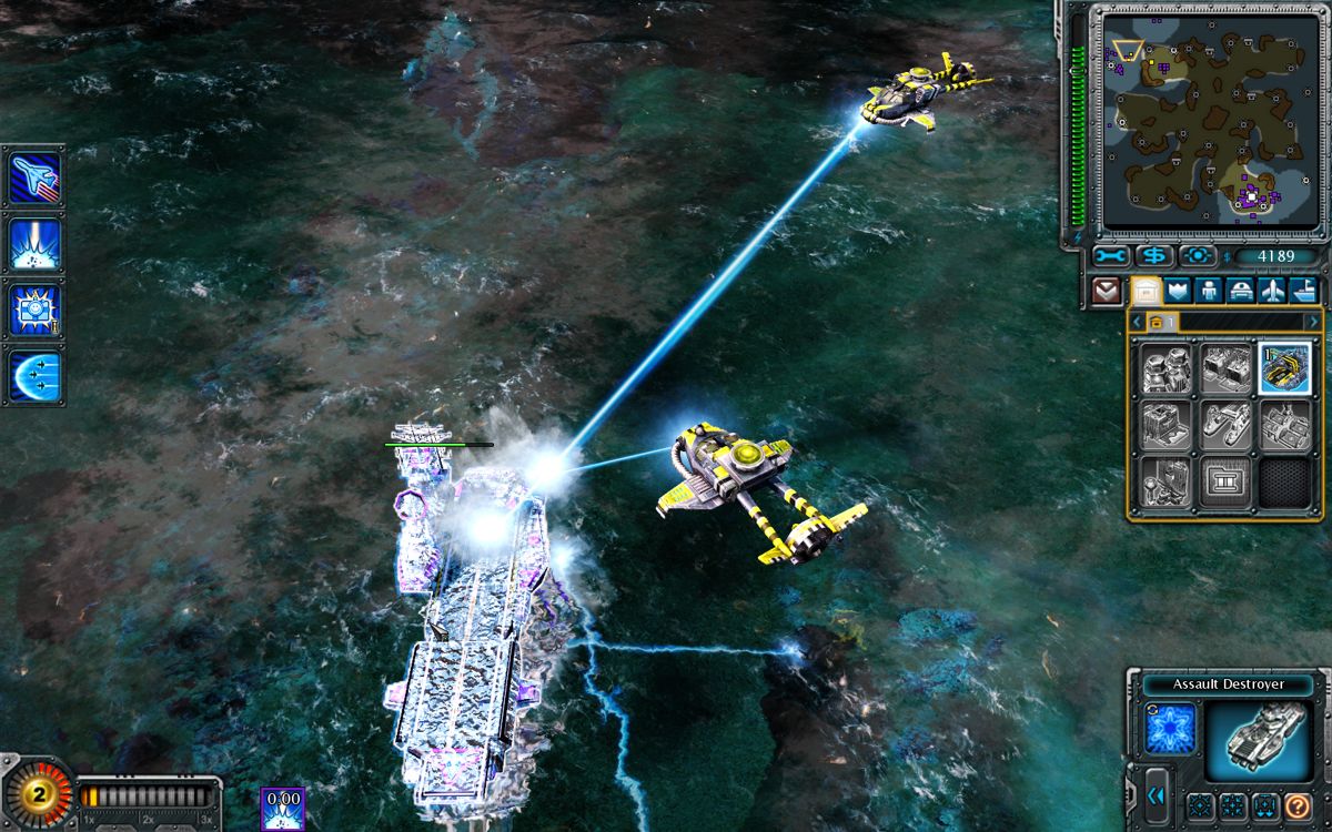 Command & Conquer: Red Alert 3 (Windows) screenshot: Enemy cryo copters captured aircraft carrier.