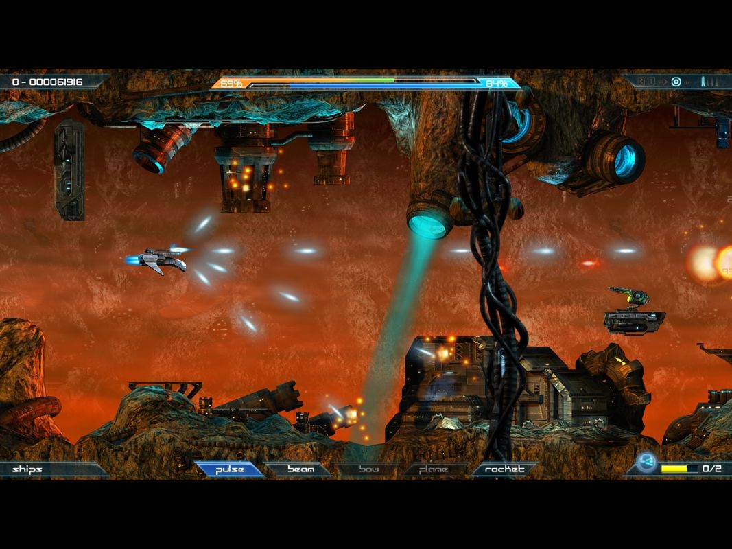 Söldner-X: Himmelsstürmer (Limited Edition) (Windows) screenshot: On the run, Söldner-X has to fight through a cavern.