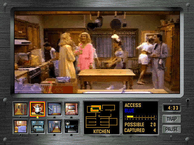 Night Trap (Macintosh) screenshot: There is a lot going on in this house.