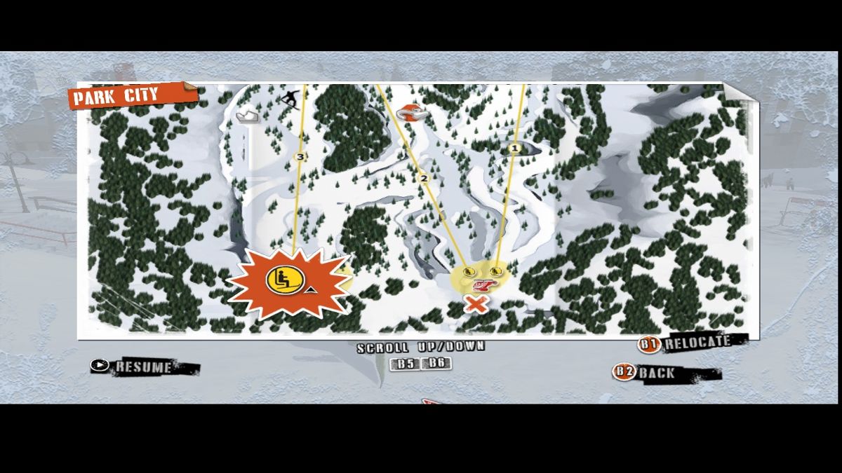 Shaun White Snowboarding (Windows) screenshot: The area map.