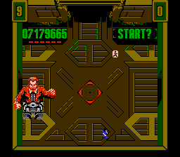 Smash T.V. (NES) screenshot: The host, sick of you winning, decides to terminate you himself