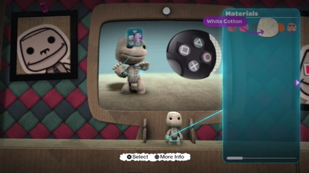 LittleBigPlanet (PlayStation 3) screenshot: The opening stage shows you how to tart your Sackperson up