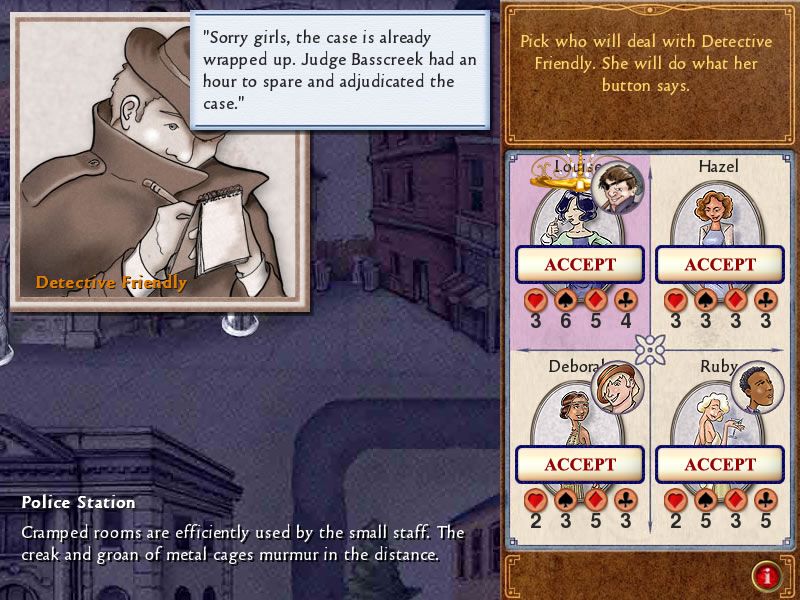 Dangerous High School Girls in Trouble! (Windows) screenshot: Talking to a detective in town.