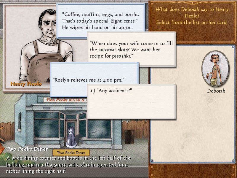 Dangerous High School Girls in Trouble! (Windows) screenshot: Talking to the man at a diner.