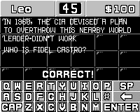 Jeopardy! (Game.Com) screenshot: Leo continues to rake in the dough.