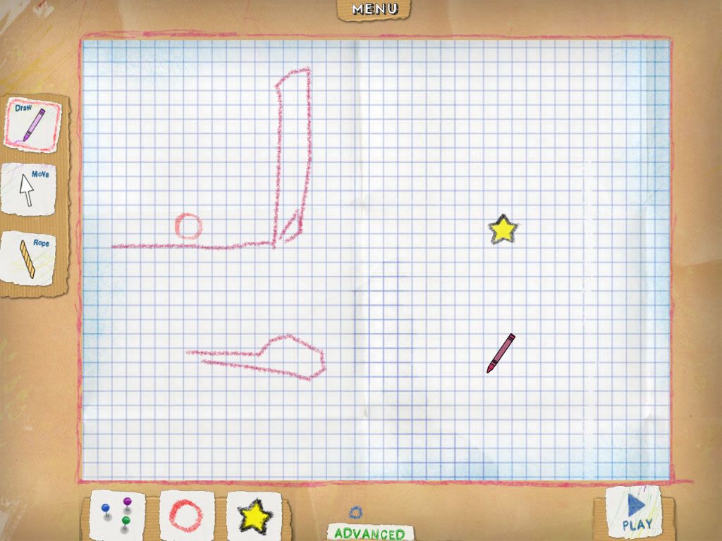 Crayon Physics Deluxe (Windows) screenshot: Toying around in the editor.