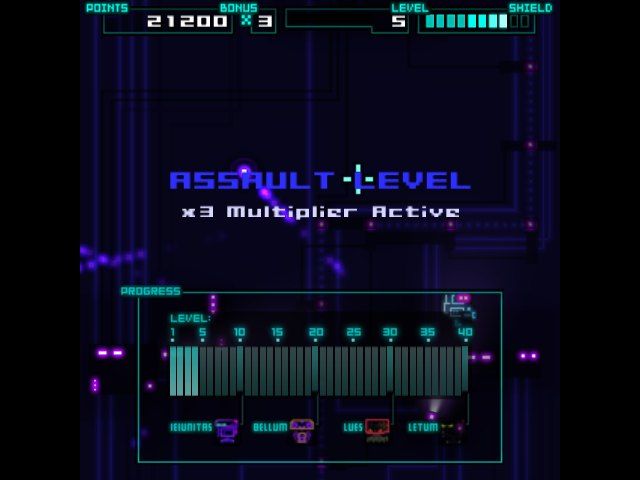 Ultratron (Windows) screenshot: Assault level starts. Now all enemies are spawned at once.