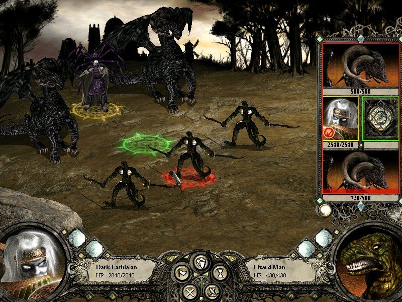 Disciples II: Servants of the Dark (Windows) screenshot: Battle against lizards