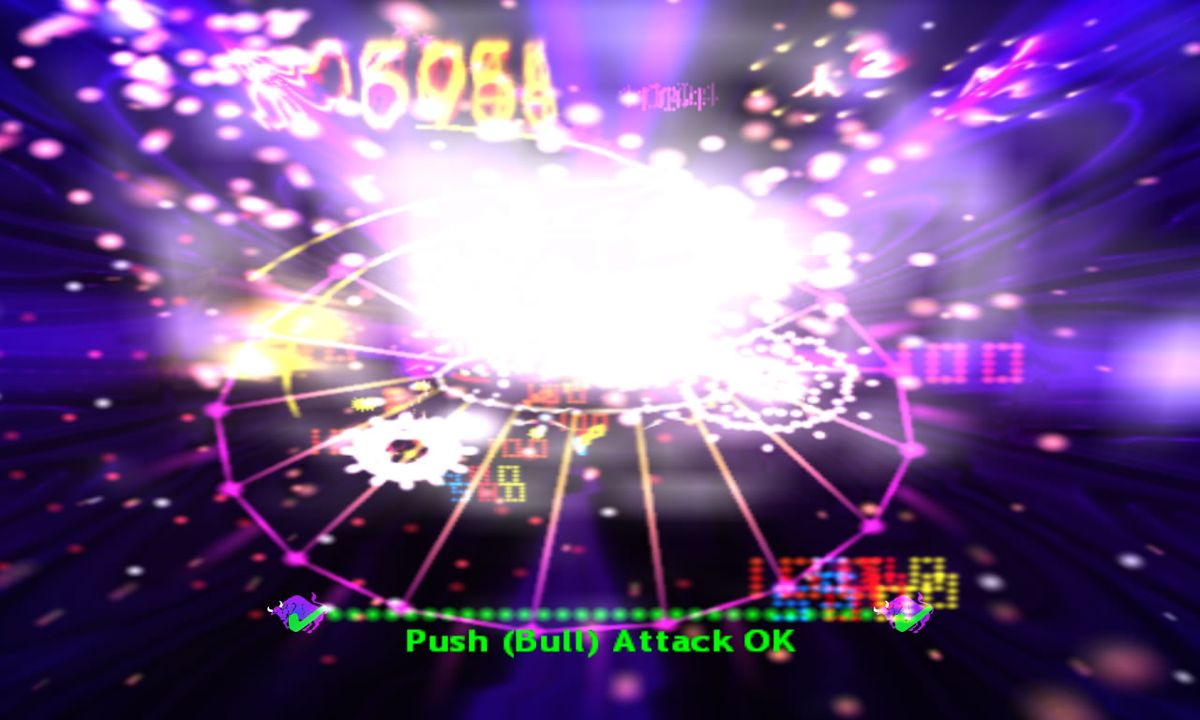 Space Giraffe (Windows) screenshot: The player's ship explodes.
