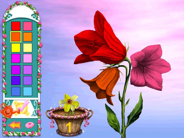 Barbie as Rapunzel: A Creative Adventure (Windows) screenshot: Design 6 flowers for the garden.