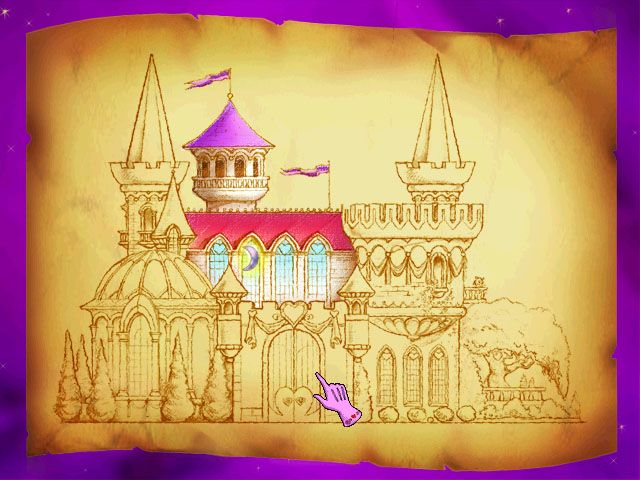 Barbie as Rapunzel: A Creative Adventure (Windows) screenshot: The map of the castle and which areas need to be restored.