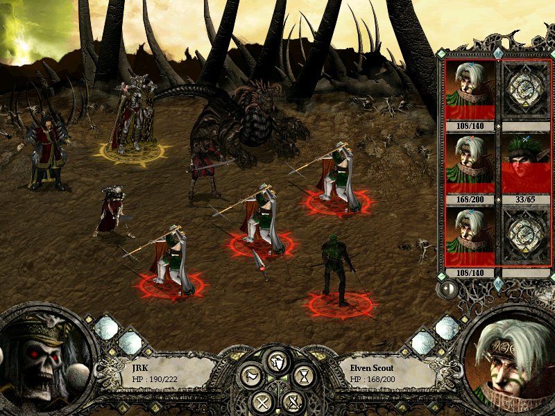 Disciples II: Servants of the Dark (Windows) screenshot: Killing some elves.