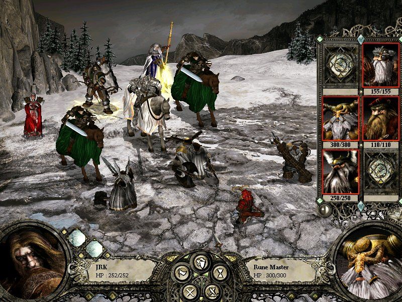 Disciples II: Guardians of the Light (Windows) screenshot: Fighting dwarfs.