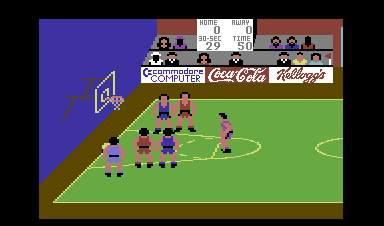 International Basketball (Commodore 64) screenshot: A good scoring chance