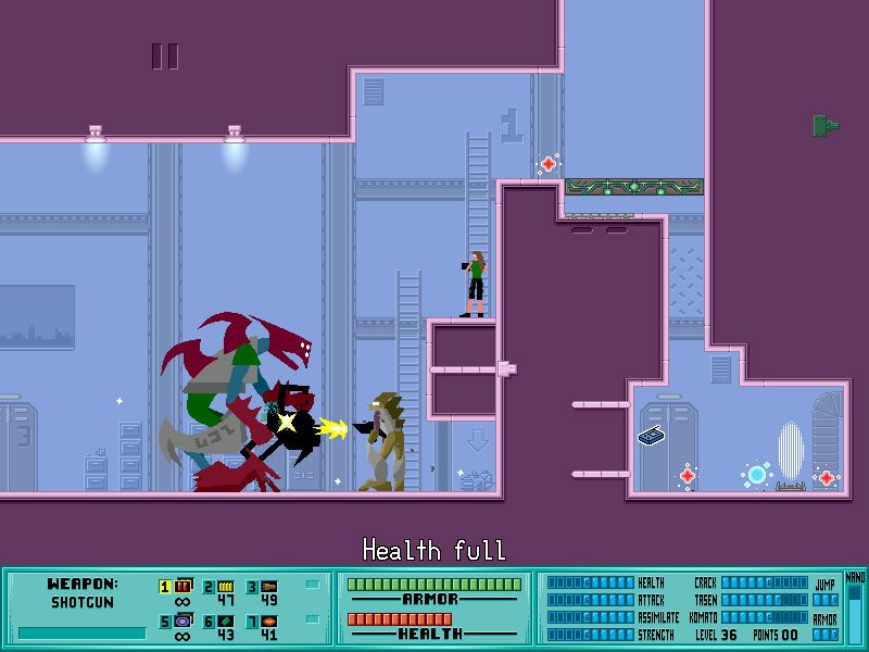 Iji (Windows) screenshot: You can play out the two alien races against each other so they will kill each other.