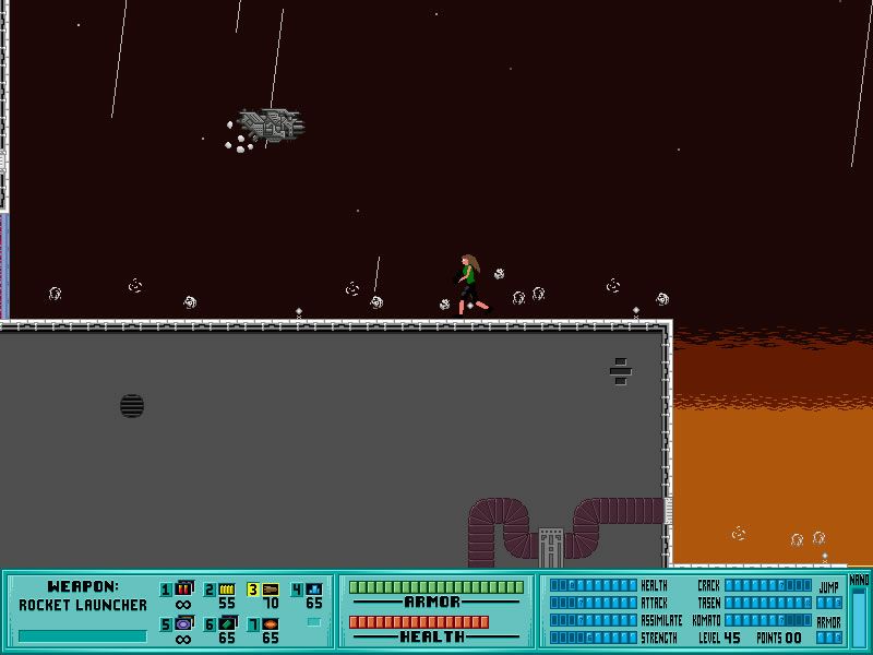 Iji (Windows) screenshot: This is a floating turret. It can handle different types of weapons.